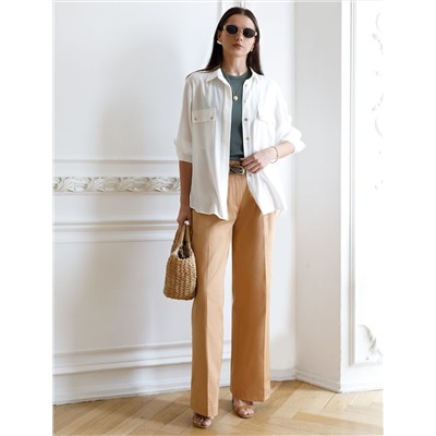 Блузка из премиальной вискозы и лиоцелла с удлиненным манжетом