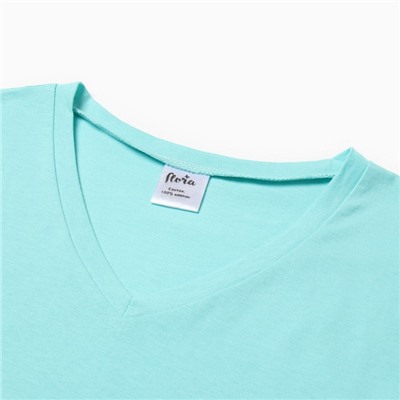 Футболка женская V-образный вырез, мятная, размер 44
