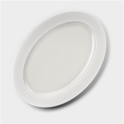 Блюдо фарфоровое овальное Wilmax «Юлия Высоцкая», 36×25.5 см, белое
