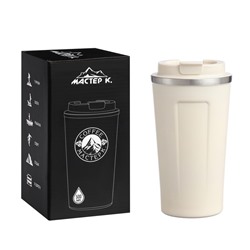 Термокружка «Мастер К», 500 мл, с надписью «Coffee», сохраняет тепло 10 ч., нержавеющая сталь, белая