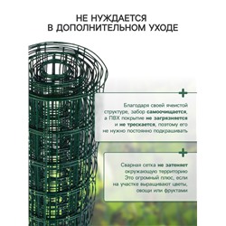 Сетка сварная с ПВХ покрытием, 5×0.5 м, ячейка 50×50 мм, d=1 мм, металл, Greengo