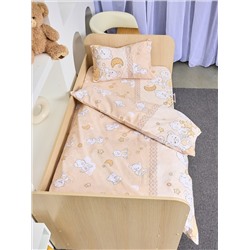 Постельное белье детское поплин с простыней на резинке - Медвежата