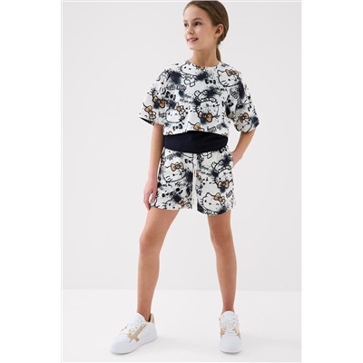 Комплект трикотажный для девочек: фуфайка (футболка), топ, шорты PLAYTODAY, 1240137