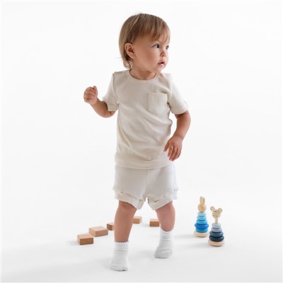 Комплект детский: футболка и шорты MINAKU, рост 62-68 см, молочный