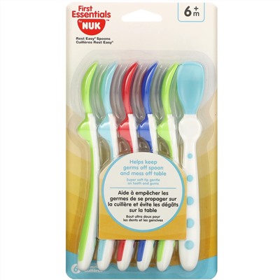 NUK, First Essentials, ложки для отдыха, для детей старше 6 месяцев, 6 ложек