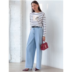 Лонгслив в полоску из премиального хлопка с эластаном