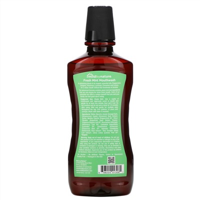 Mild By Nature, Ополаскиватель для полости рта, с маслом перечной мяты, свежее дыхание надолго, «Свежая мята», 16 жидк. унций