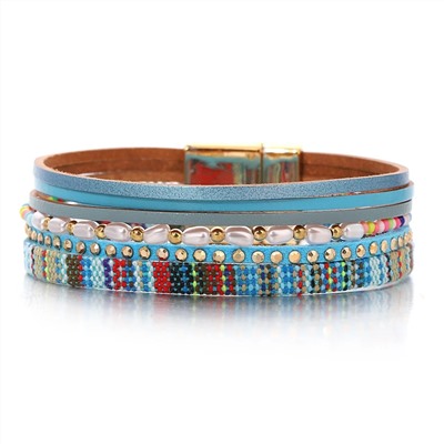 Браслет, жемчуг swarovski , кожа , сталь, ALBW157