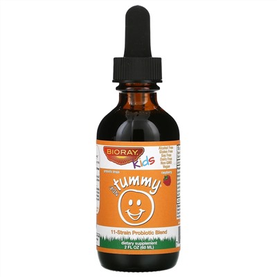 Bioray, Kids, NDF Belly Balance, пробиотическая смесь из 11 штаммов с ягодным вкусом, 60 мл (2 жидких унции)