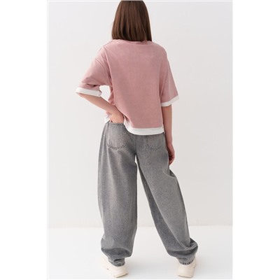 Брюки текстильные джинсовые для девочек PLAYTODAY, 1240105