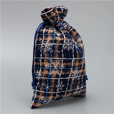 Мешочек подарочный холща «Новогодняя пора», снежинки, 16×24 см ± 1.5 см