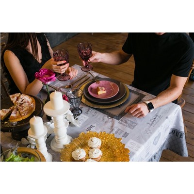 Скатерть «Этель» Love, 180×147 см, 100% хлопок, саржа 190 г/м²