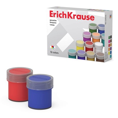 Гуашь 12 цветов × 17 мл, ErichKrause, в картонной упаковке