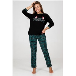 Пижама 35325 (Печеньки на зеленом _ черный)