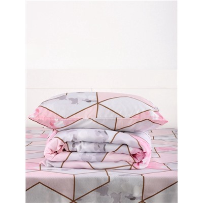 Постельное бельё 1.5-спальное «Экономь и Я», микрофибра 60 г/м², розовое, белое