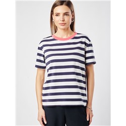 Футболка в горизонтальную полоску из премиального хлопка с эластаном
