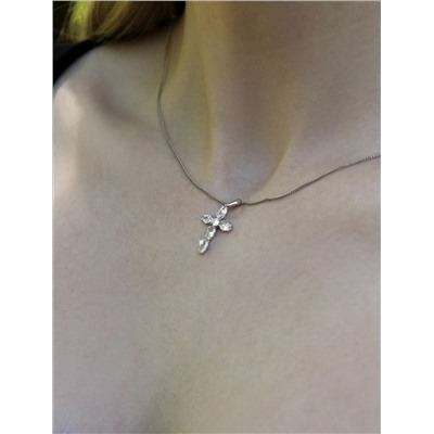 Подвеска в виде креста из серебра с фианитами родированная 925 пробы S3180361010р