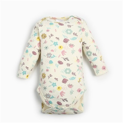 Боди для девочки «Крошка Я» Flower, рост 62-68 см, бежевое