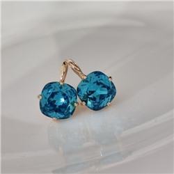 Серьги с кристаллом под Swarovski ювелирная бижутерия коллекция "Дубай" покрытие позолота, вставка: стекло, цвет: голубой, арт.414.692