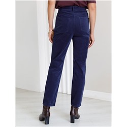 Укороченные эластичные брюки слим из микро вельвета