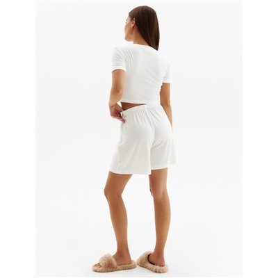 Пижама женская (футболка, шорты) MINAKU: Home collection, размер 44, цвет экрю