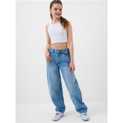 Брюки текстильные джинсовые для девочек