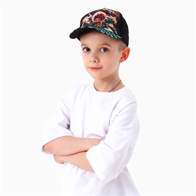 Кепка детская для мальчика «Аниме», чёрная, р-р 52-54, 5-7 лет