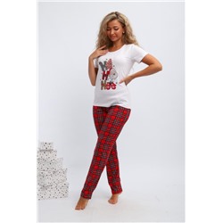 Пижама женская П154 новый год (Красный,белый)