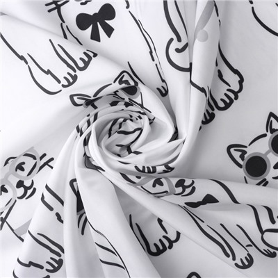 Штора для ванны Доляна Cats, 180×180 см, полиэстер, белая