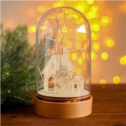 Настольный декор с подсветкой «Дом и снеговик», 19×10×10 см