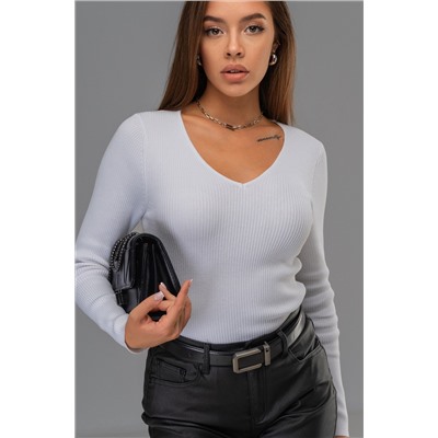 Женский джемпер в рубчик с V-вырезом Happyfox