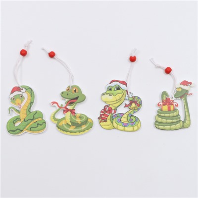 Елочные игрушки «Змея», в деревянной подарочной упаковке, 12 шт.
