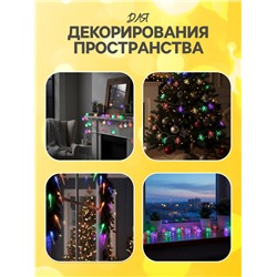 УЦЕНКА Гирлянда «Нить», 5 м, с насадками «Футбольный мяч», серебристая нить, 20 LED, 220 В, 8 режимов, свечение теплое белое