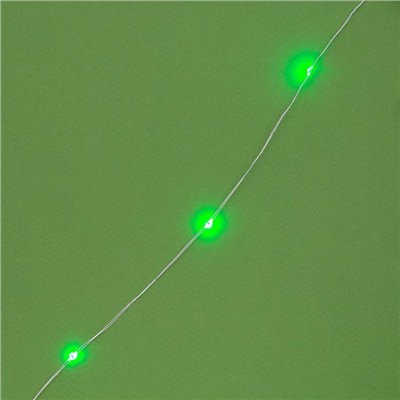 Гирлянда «Нить» 10 м роса, IP44, серебристая нить, 100 LED, свечение зелёное, 2 режима, солнечная батарея
