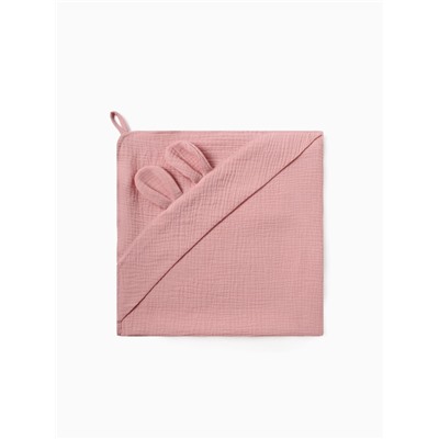 Полотенце - уголок муслиновое «Крошка Я», 75×75 см, хлопок 100%, пудровое