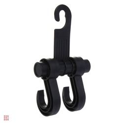 Вешалка-крючок на подголовник, два крючка, чёрный