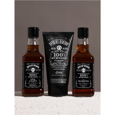 Подарочный набор «Самому крутому», гель для бритья 110 мл, гель для душа и шампунь для волос виски, 2×250 мл, Чистое счастье