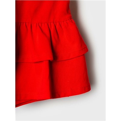 Комплект трикотажный для девочек: фуфайка (футболка), юбка-шорты