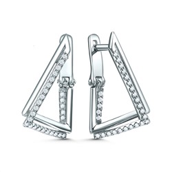 Серьги из серебра с фианитами родированные 301967-FA11