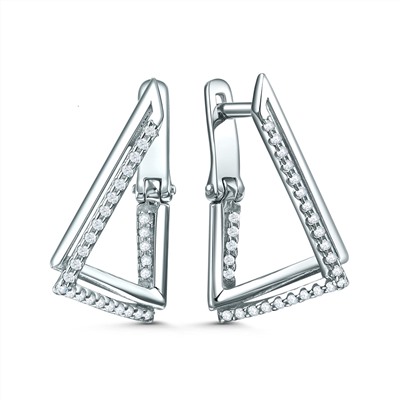 Серьги из серебра с фианитами родированные 301967-FA11