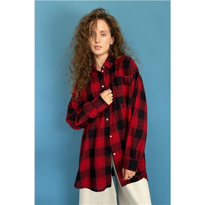 Рубашка женская  HUG077/08/Красный, черный