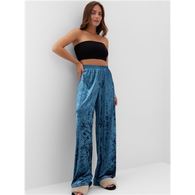 Брюки домашние женские KAFTAN Velvet, размер 52-54, синие
