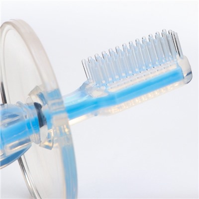 УЦЕНКА Прорезыватель - зубная щетка для малышей, с ограничителем, цвет голубой, Крошка Я