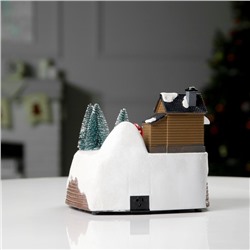 Светодиодная фигура «Поезд и Дед Мороз» 20×20×16 см, полистоун, батарейки ААх3 (не в комплекте), USB, свечение тёплое белое