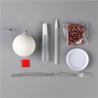 УЦЕНКА Набор для декора елочного шара полубусинами 4 мм, Бежевый