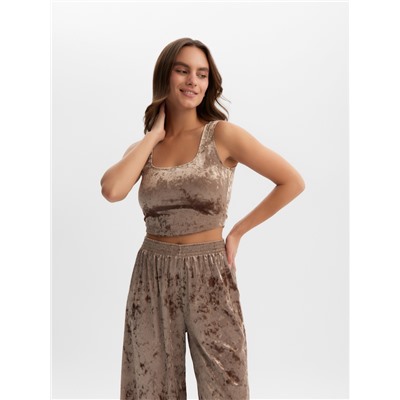 Топ домашний женский KAFTAN Velvet, размер 40-42, кофейный