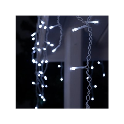 Гирлянда «Бахрома» 4×0.6 м, IP44, белая нить, 180 LED, свечение белое, 8 режимов, 220 В
