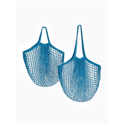 Набор 2 шт.: сумка-авоська плетёная, клетка 1.5 см, синяя