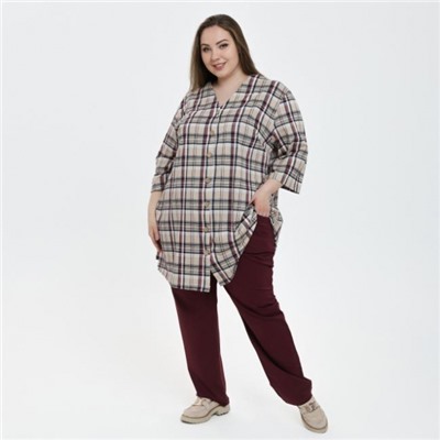 Рубашка "Виктория" коричневый клетка