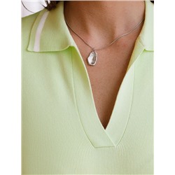 Джемпер с воротником-поло с коротким рукавом тонкой вязки из вискозы